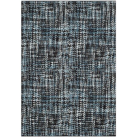 Flowers First 6 ft. 7 in. x 9 ft. Porcello Power Loomed Area Rug, Charcoal & Blue - Medium Rectangle FL1860179